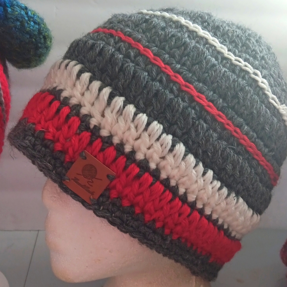 AlabamaCrochet MAN Beanie Hat with Stripe